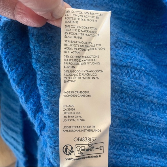 Maeve Anthropologie Blue Crop Ribbed Bell Sleeve Turtleneck Sweater XX Small - Picture 13 of 15